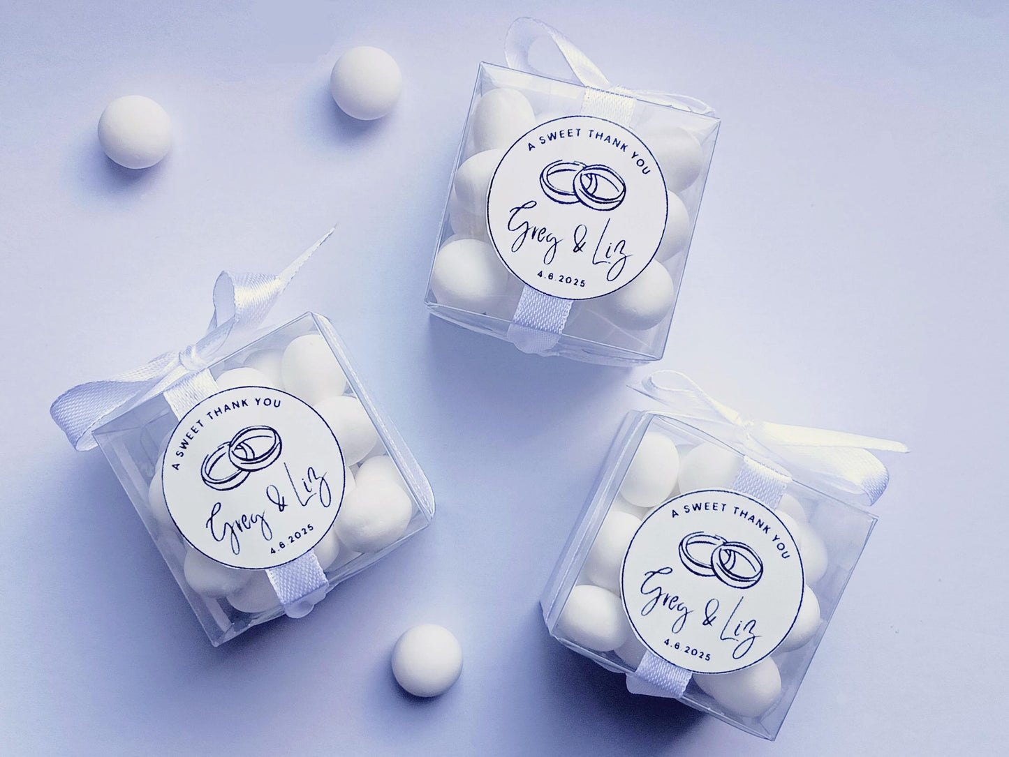 Personalised Wedding Sweet Box - Custom Candy Favour Bag for Guests, Sweet Cube, Vegan Sweets, Halal Sweets
