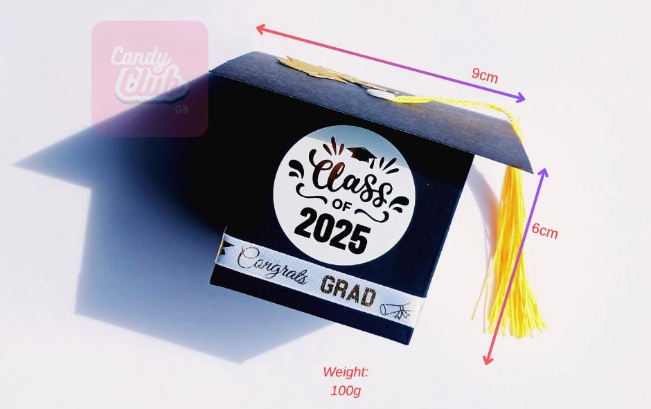 Graduation Cap Sweet Box - Favour Box, Sweet Cube, Vegan Sweets, Halal Sweets